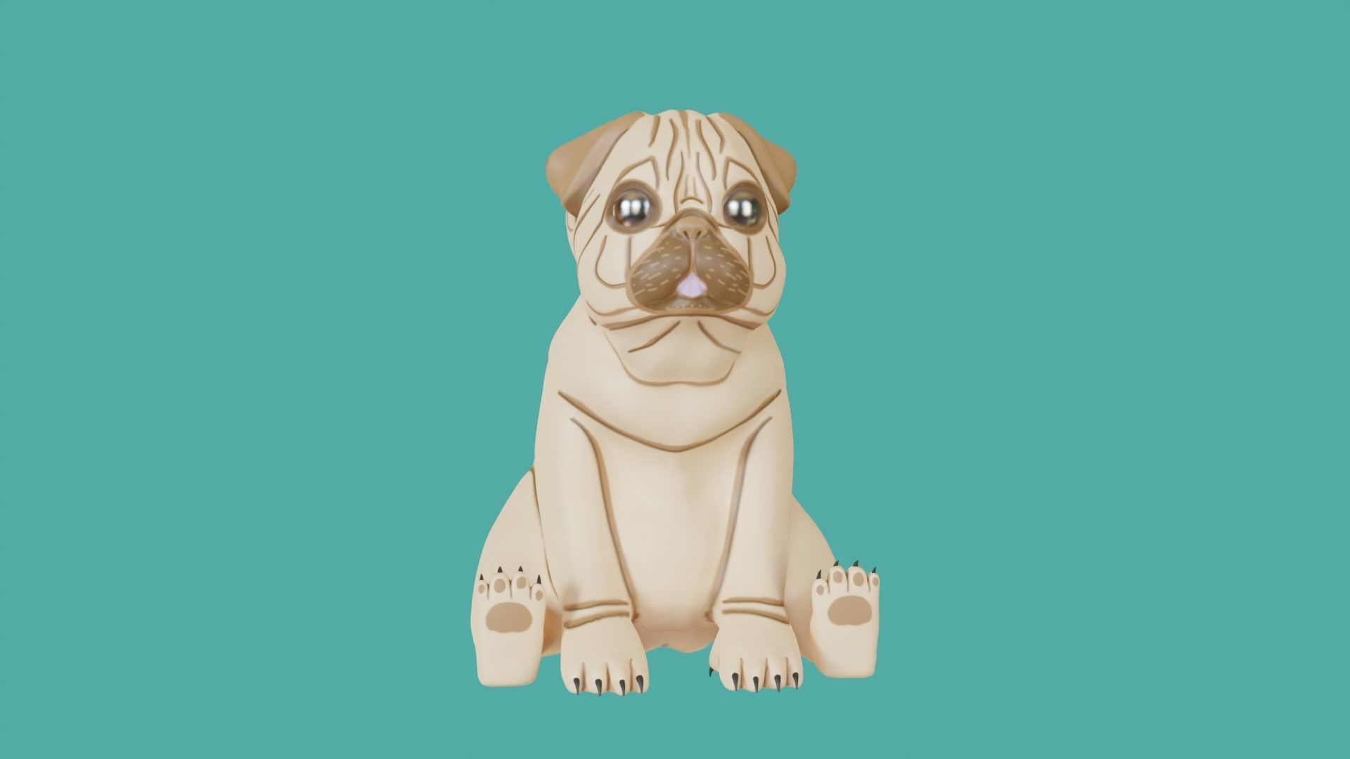 pug  sculpture and intelligence 3D print model_6