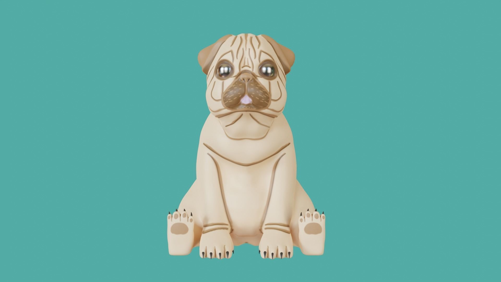 pug  sculpture and intelligence 3D print model_4