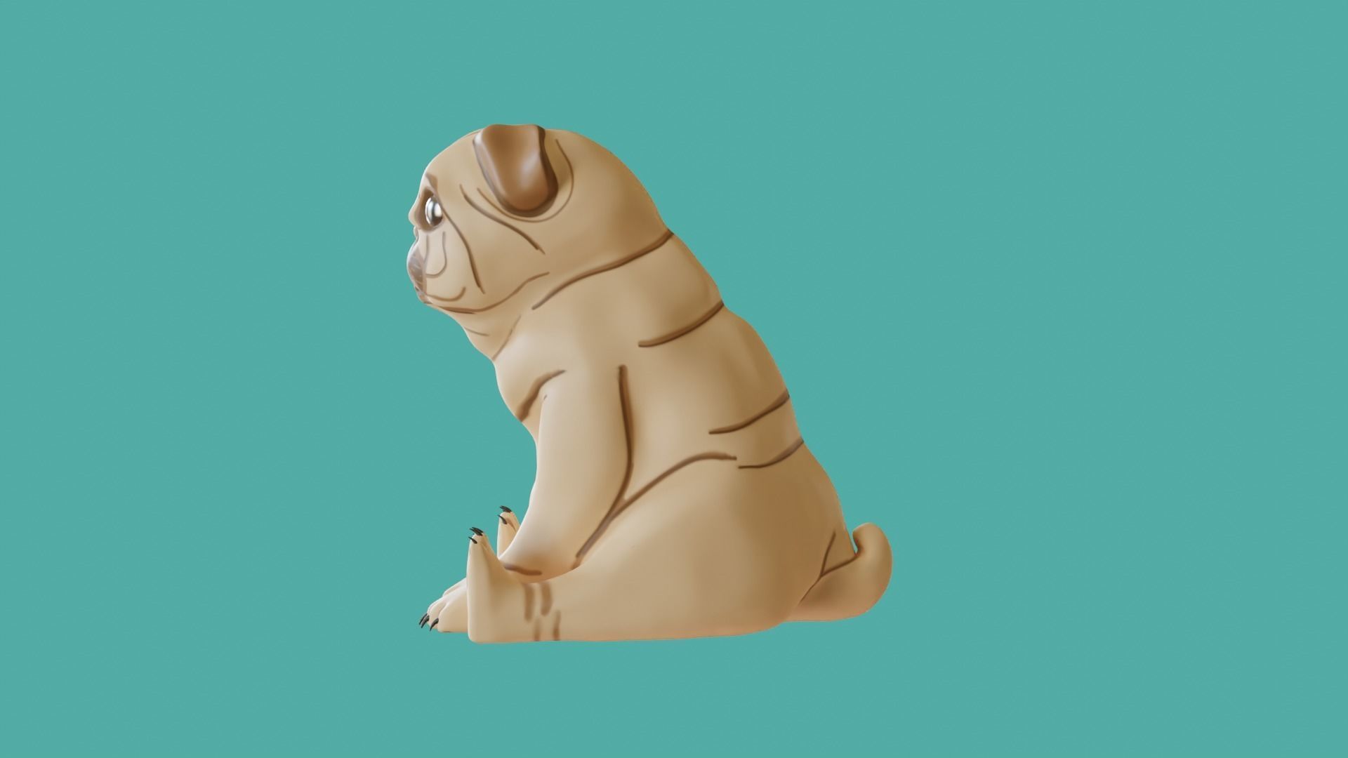 pug  sculpture and intelligence 3D print model_11