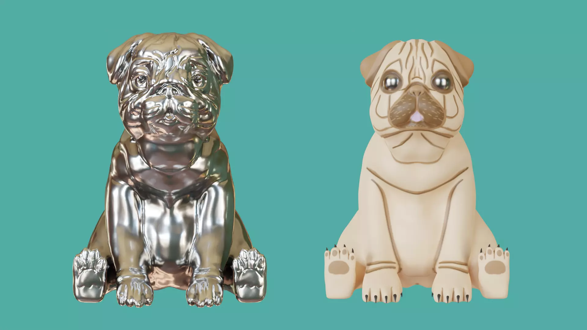 pug  sculpture and intelligence 3D print model_0