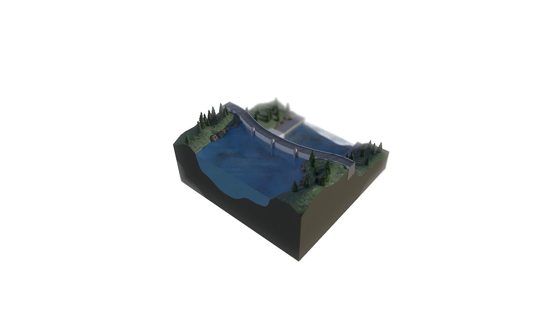 Dam Hydroelectric power station Low-poly 3D model_6