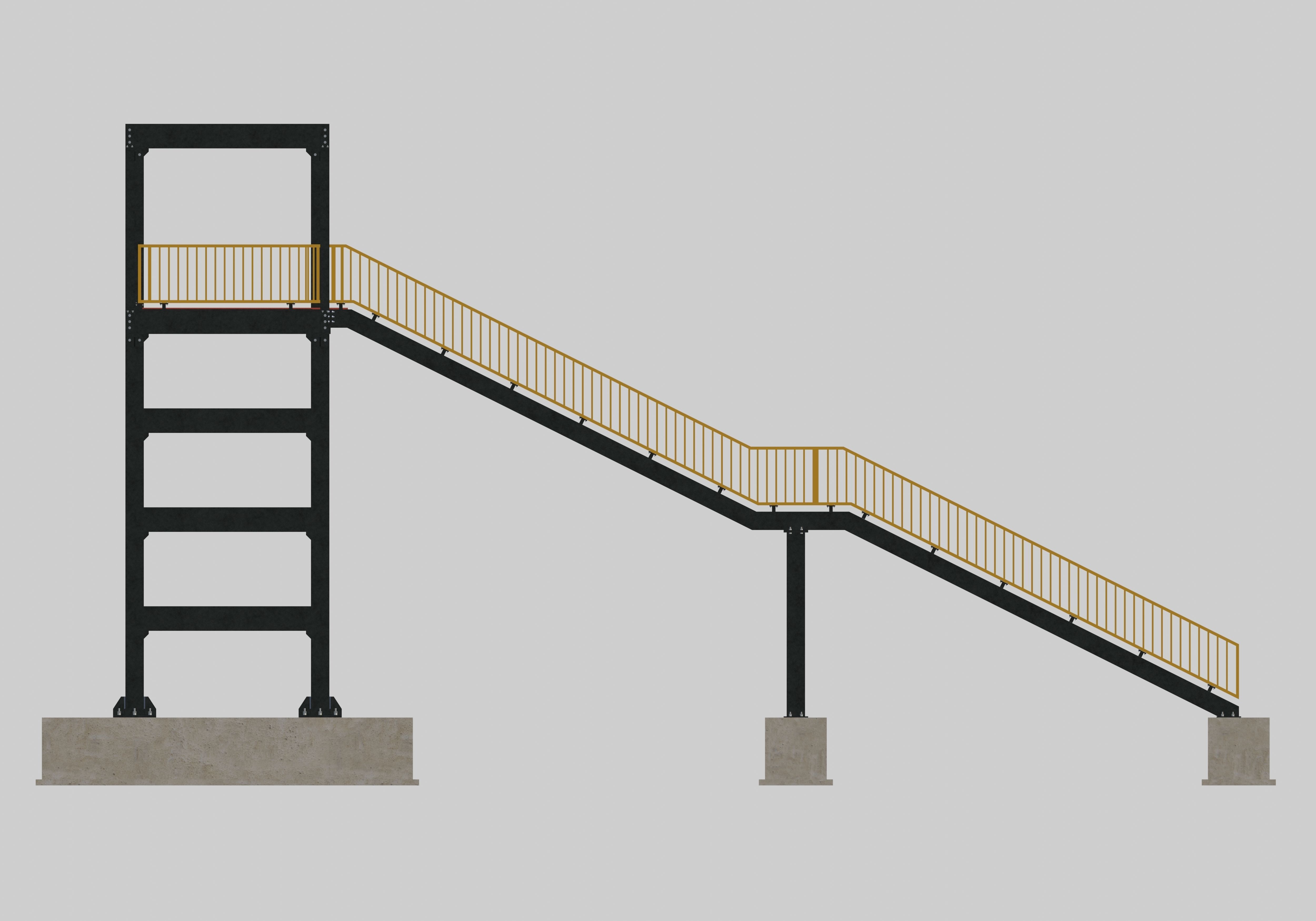 Steel Pedestrian Bridge - Three Columns - Truss Type-10 3D model_25