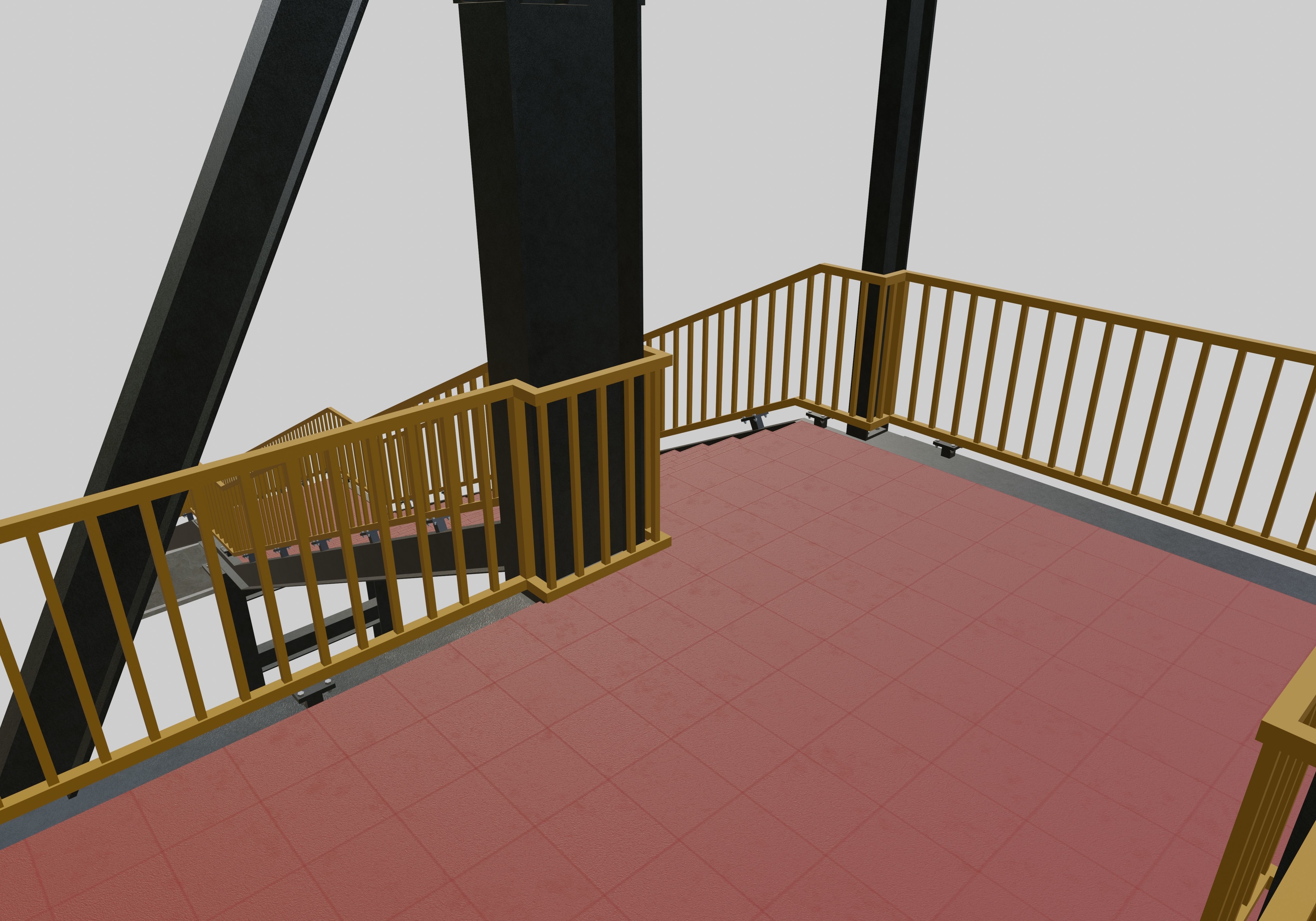 Steel Pedestrian Bridge - Three Columns - Truss Type-10 3D model_28