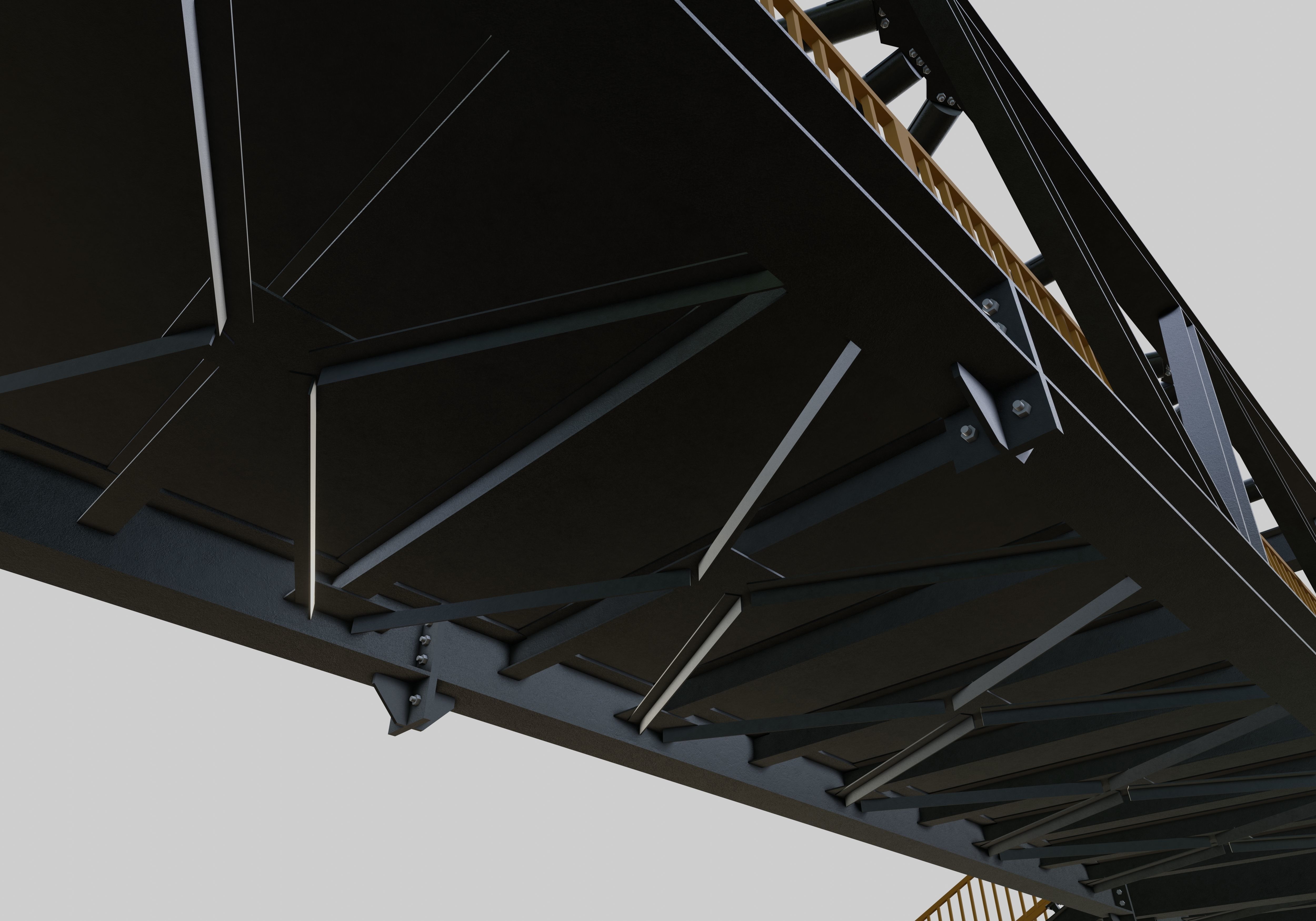 Steel Pedestrian Bridge - Three Columns - Truss Type-10 3D model_37
