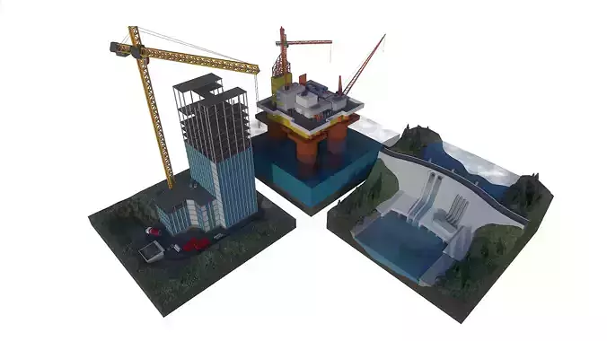 Stylized Industrial Exteriors 3D Model Collection