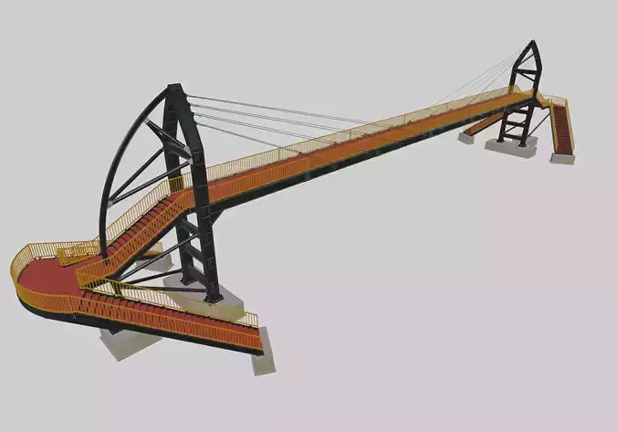 Steel Pedestrian Bridge-Rope Tensioning-Sailing Column Type-11