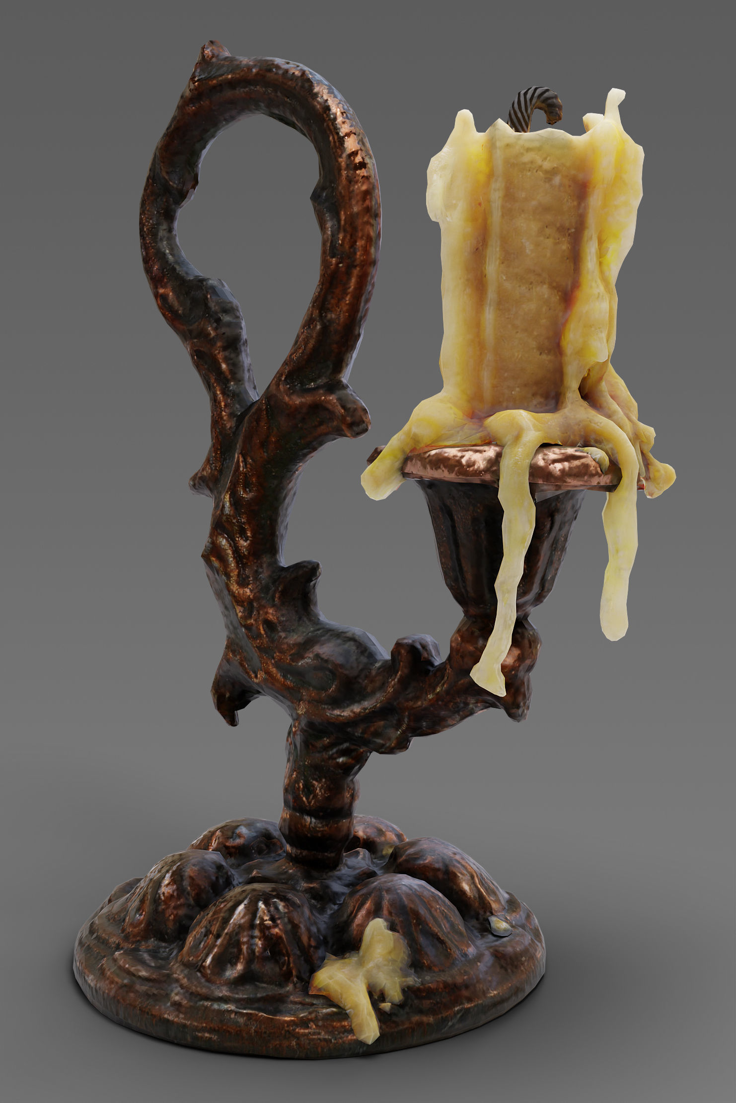 candlestick ornate candle holder 3D model_5