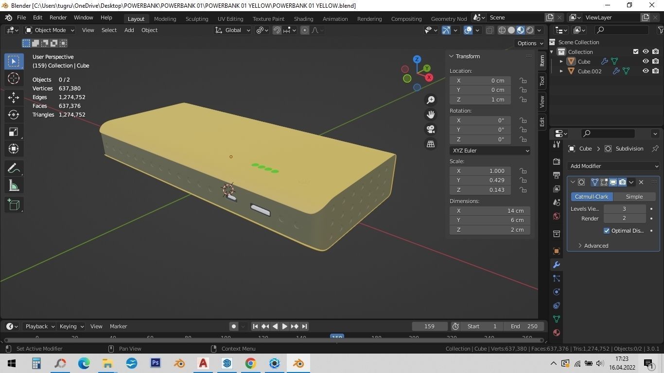 POWERBANK 01 YELLOW 3D model_1