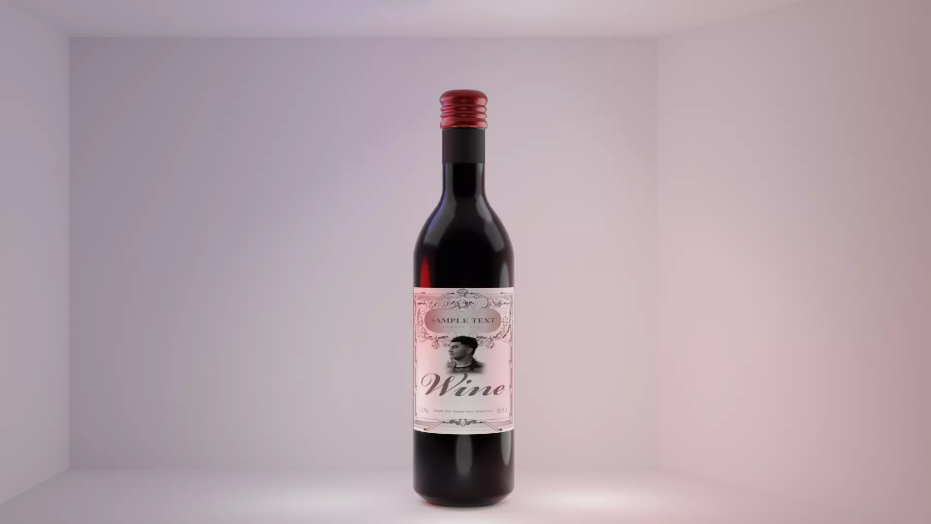 Wine Bottle Low-poly 3D model_0