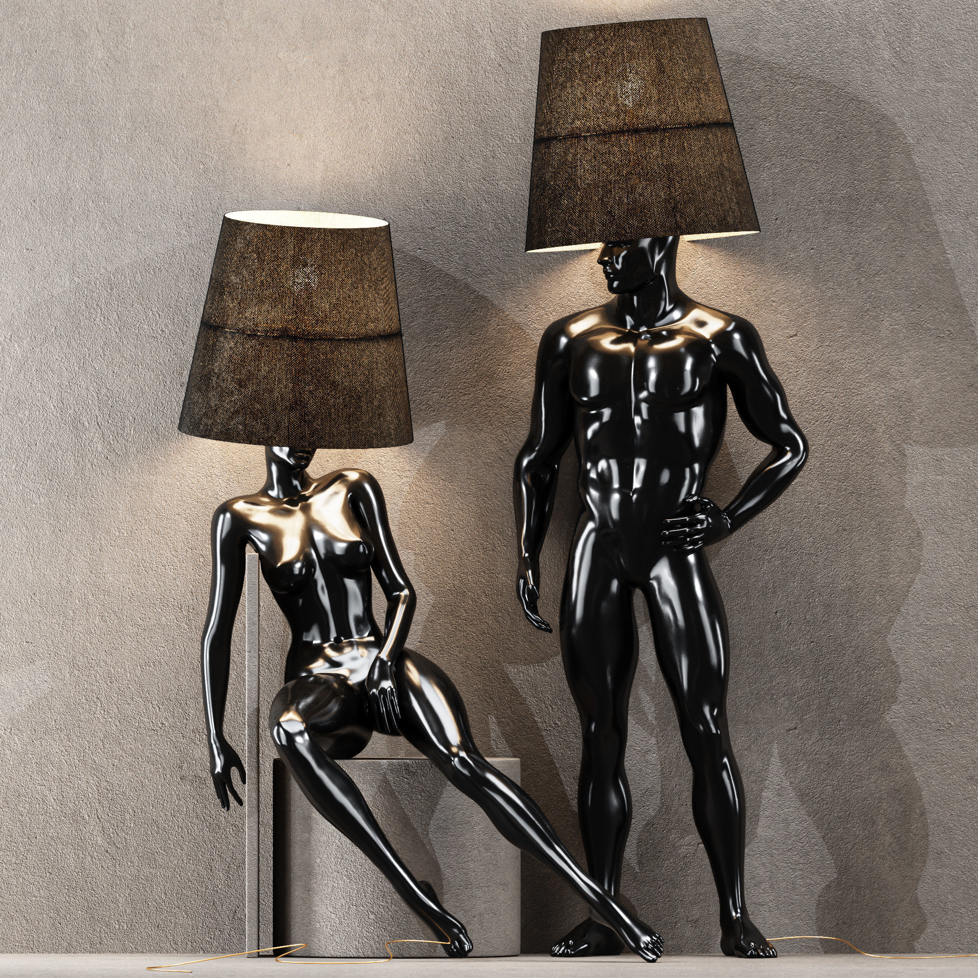Hommer human lampshade Floor lamp Collection Pose06 3D model_2