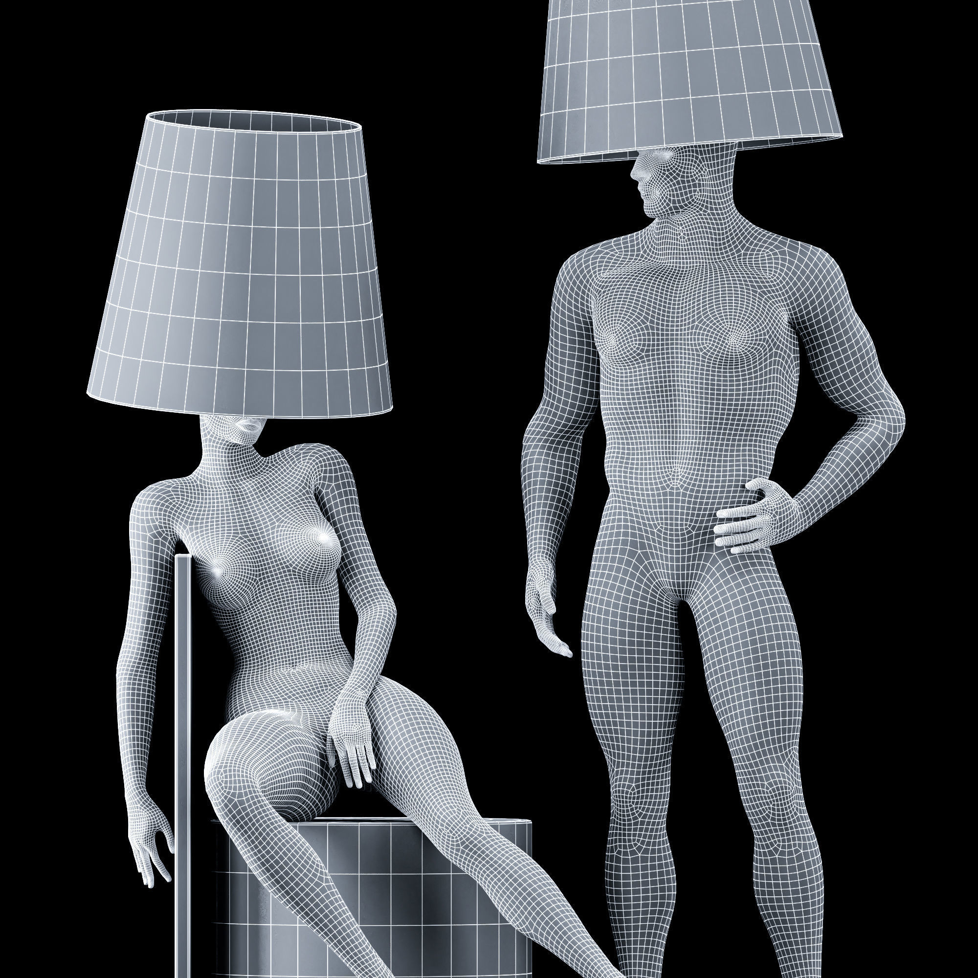 Hommer human lampshade Floor lamp Collection Pose06 3D model_6