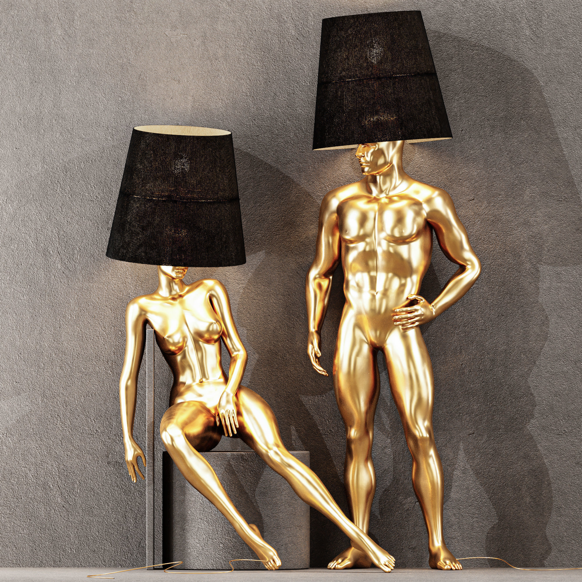 Hommer human lampshade Floor lamp Collection Pose06 3D model_3