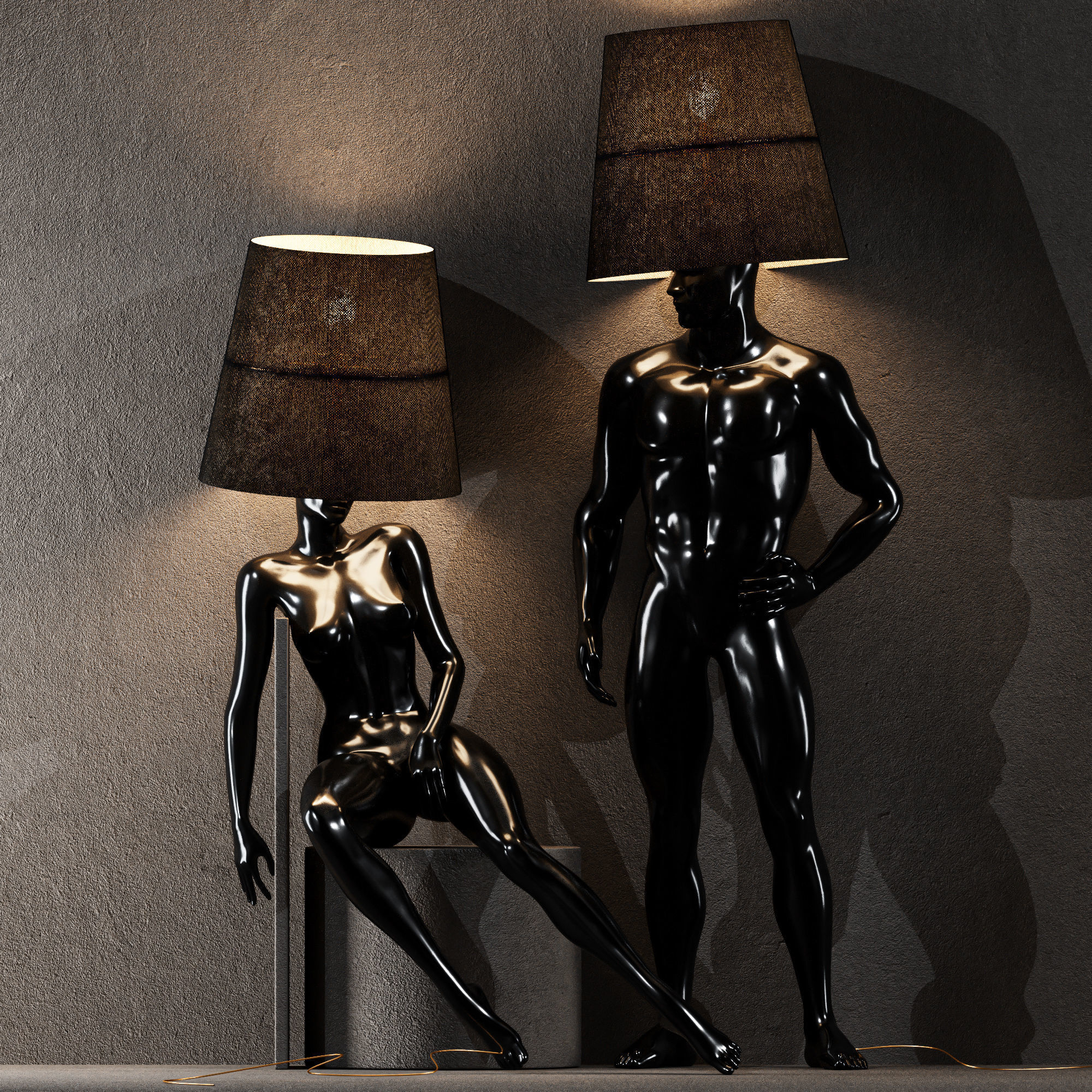 Hommer human lampshade Floor lamp Collection Pose06 3D model_5