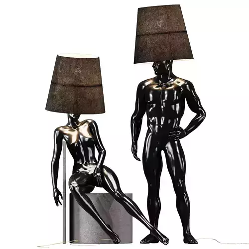 Hommer human lampshade Floor lamp Collection Pose06 3D model