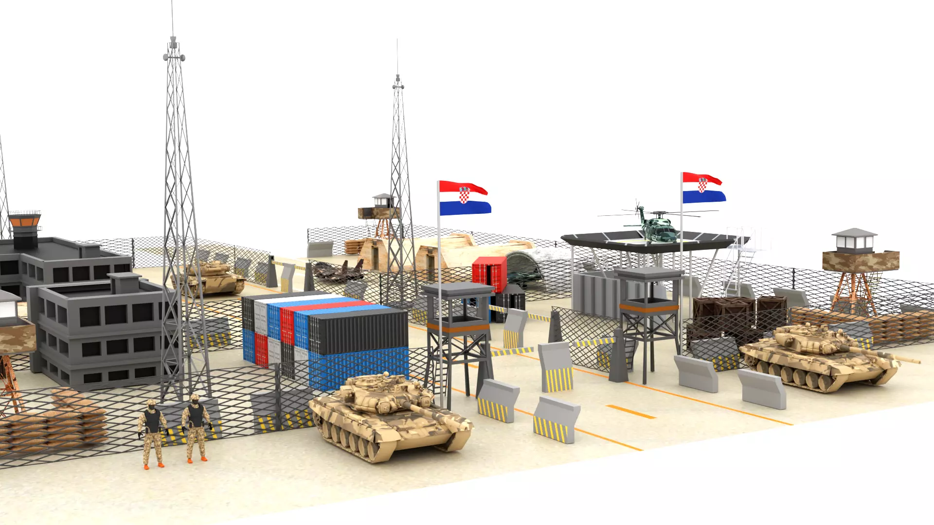 Croatia Military Base Low-poly 3D model