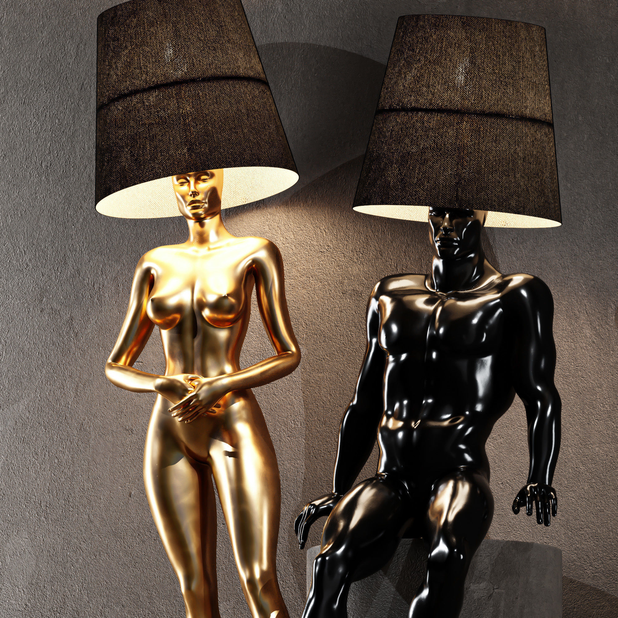 Hommer human lampshade Floor lamp Collection Pose07 3D model_3