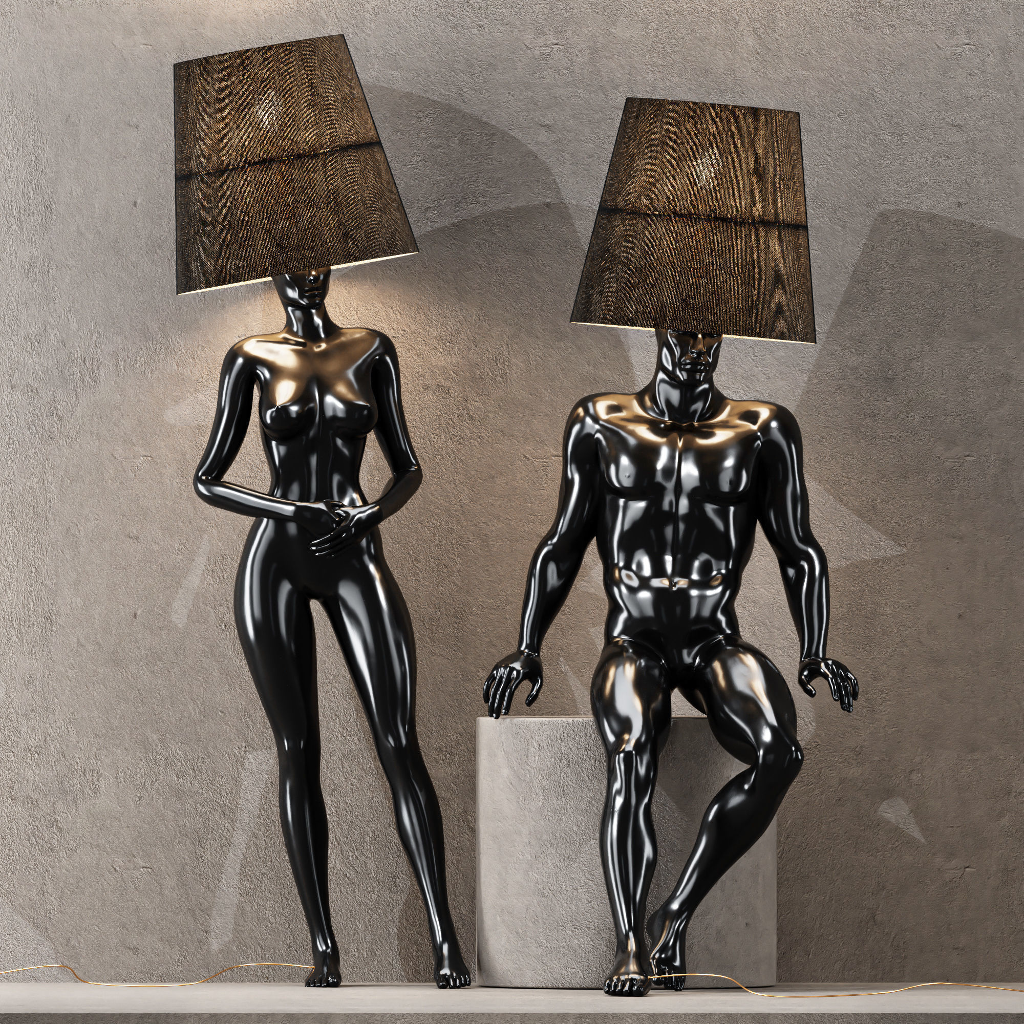 Hommer human lampshade Floor lamp Collection Pose07 3D model_2