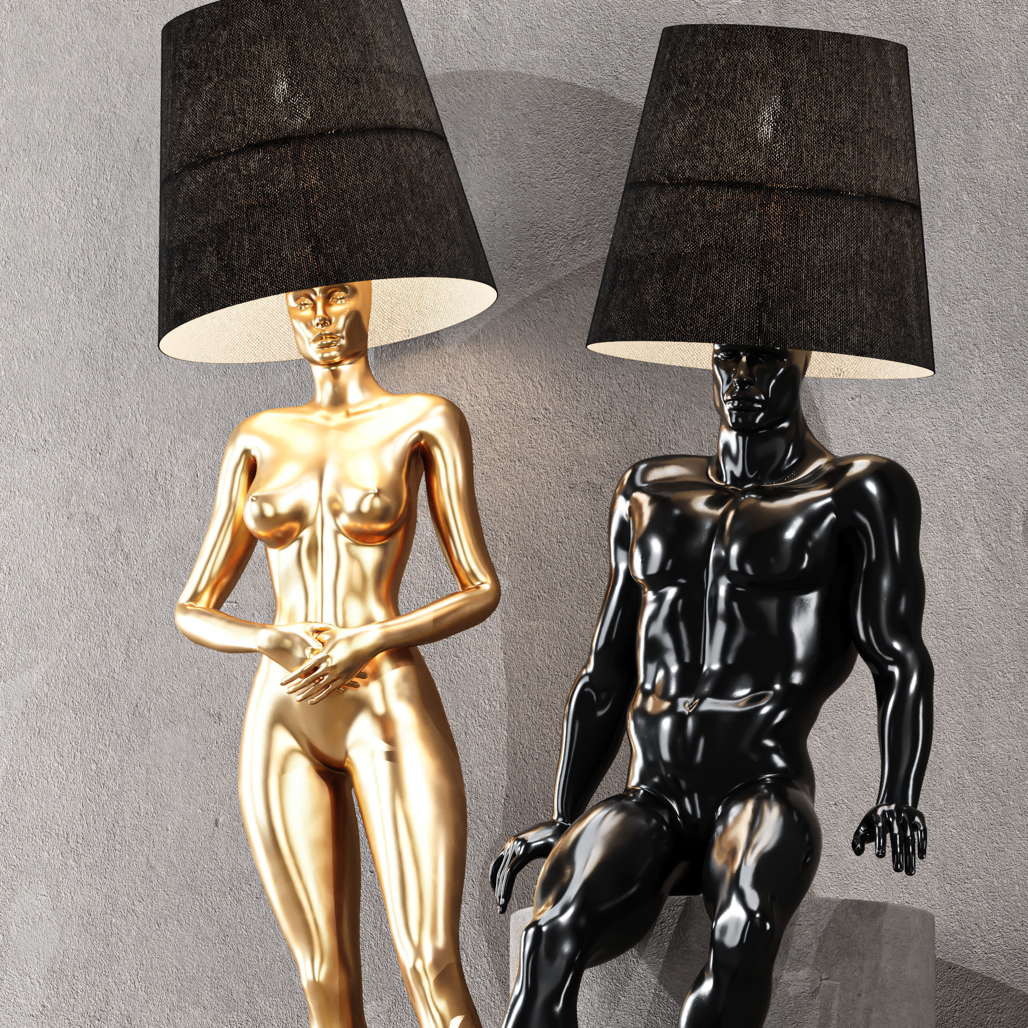 Hommer human lampshade Floor lamp Collection Pose07 3D model_1