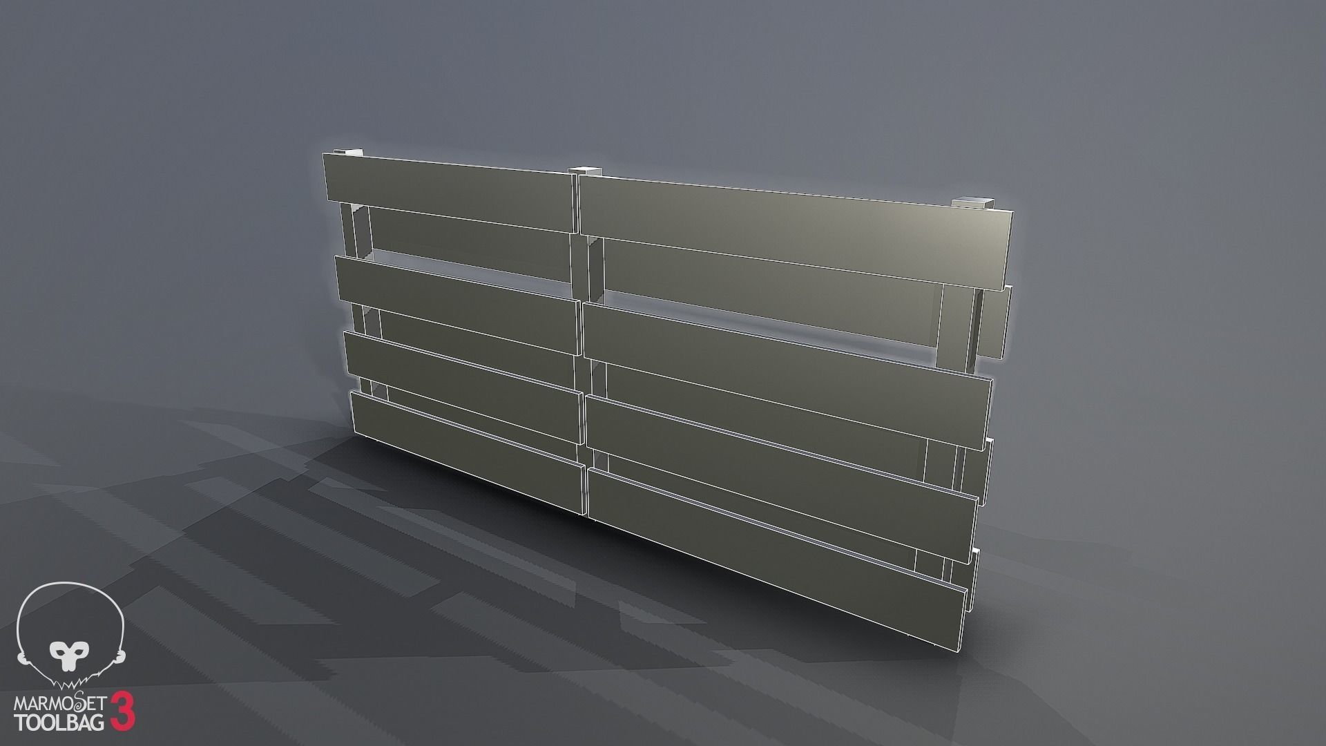 wooden fence Low-poly 3D model_12