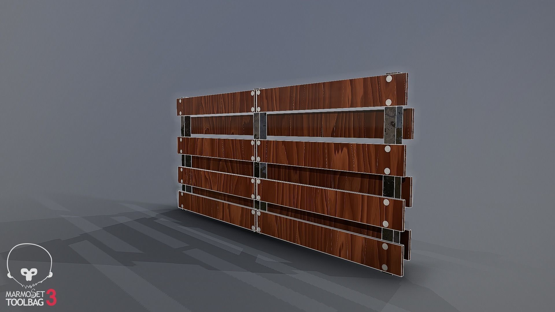 wooden fence Low-poly 3D model_4