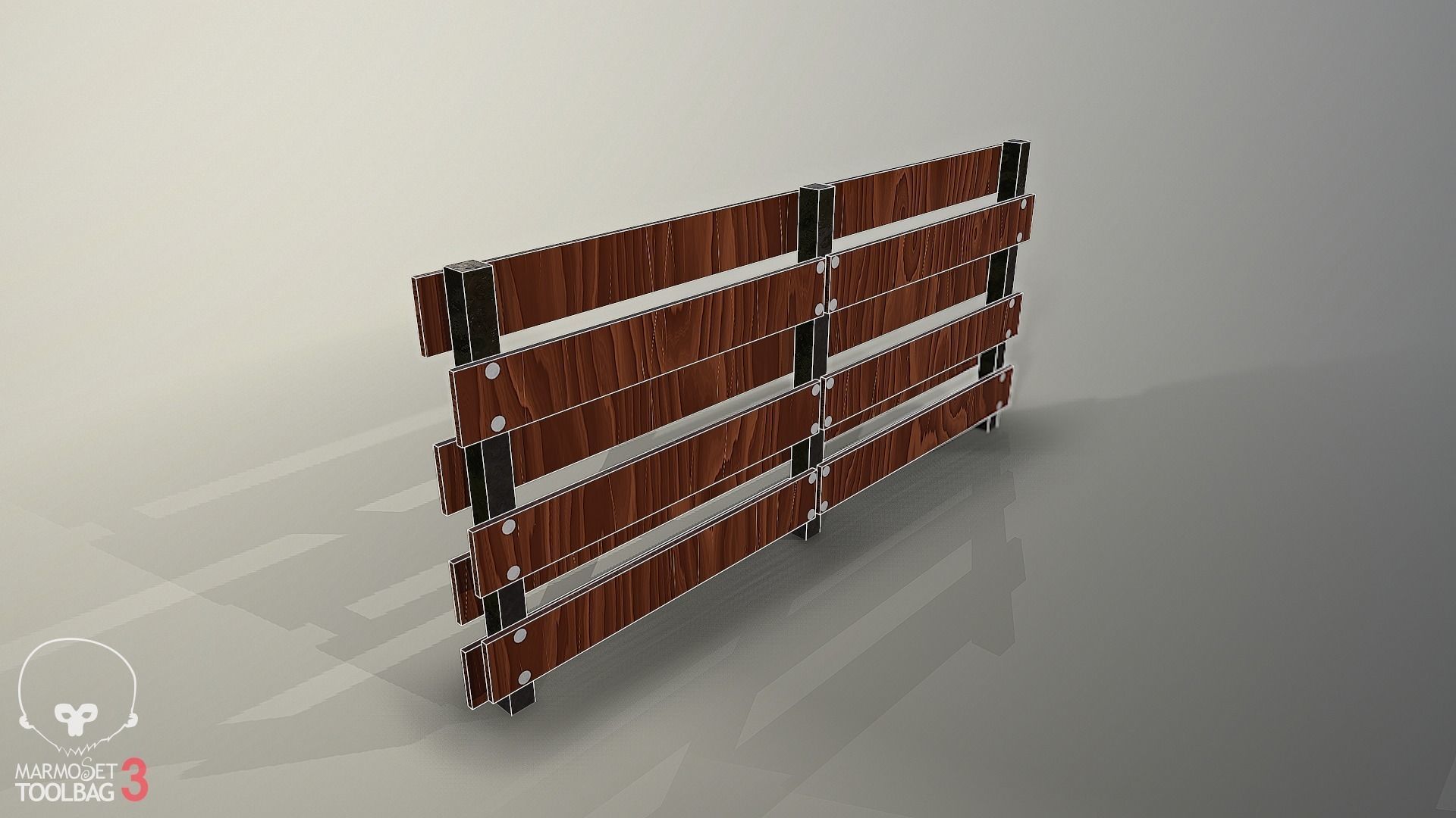 wooden fence Low-poly 3D model_7