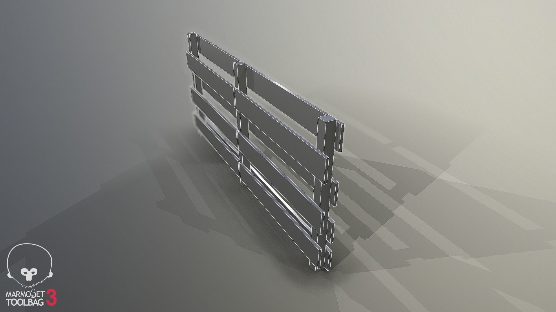 wooden fence Low-poly 3D model_13