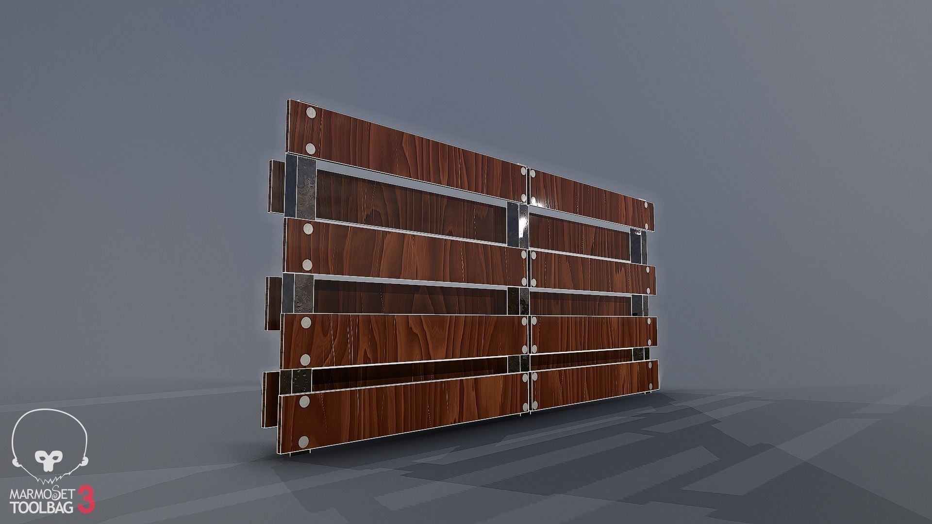 wooden fence Low-poly 3D model_3