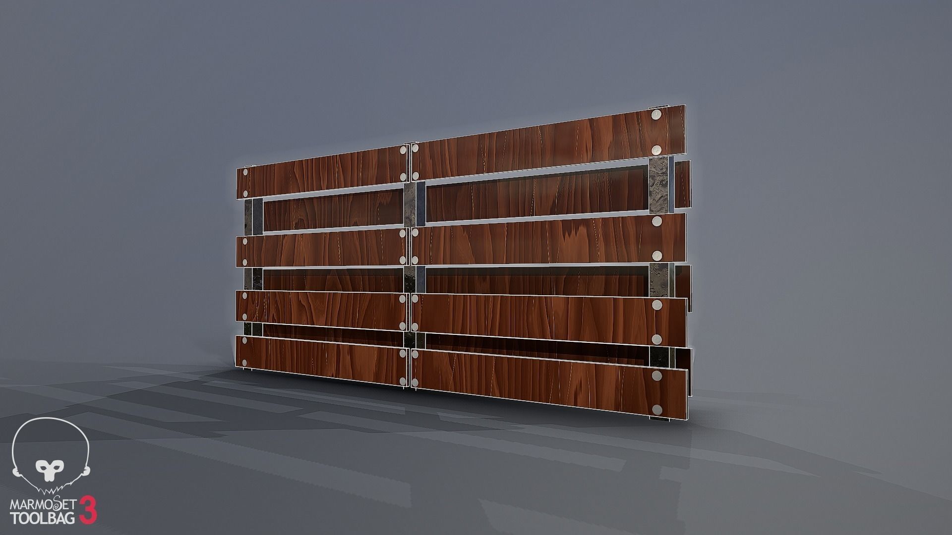 wooden fence Low-poly 3D model_8