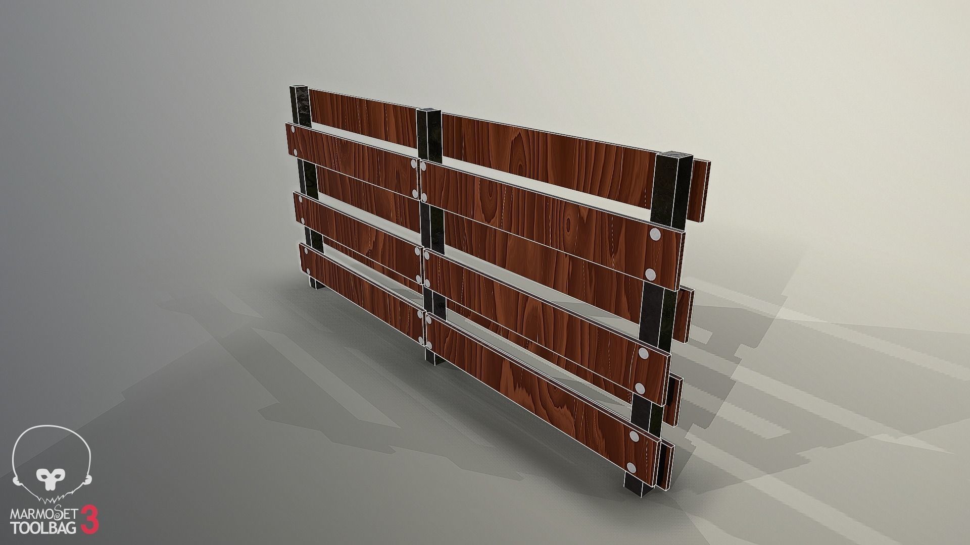 wooden fence Low-poly 3D model_6