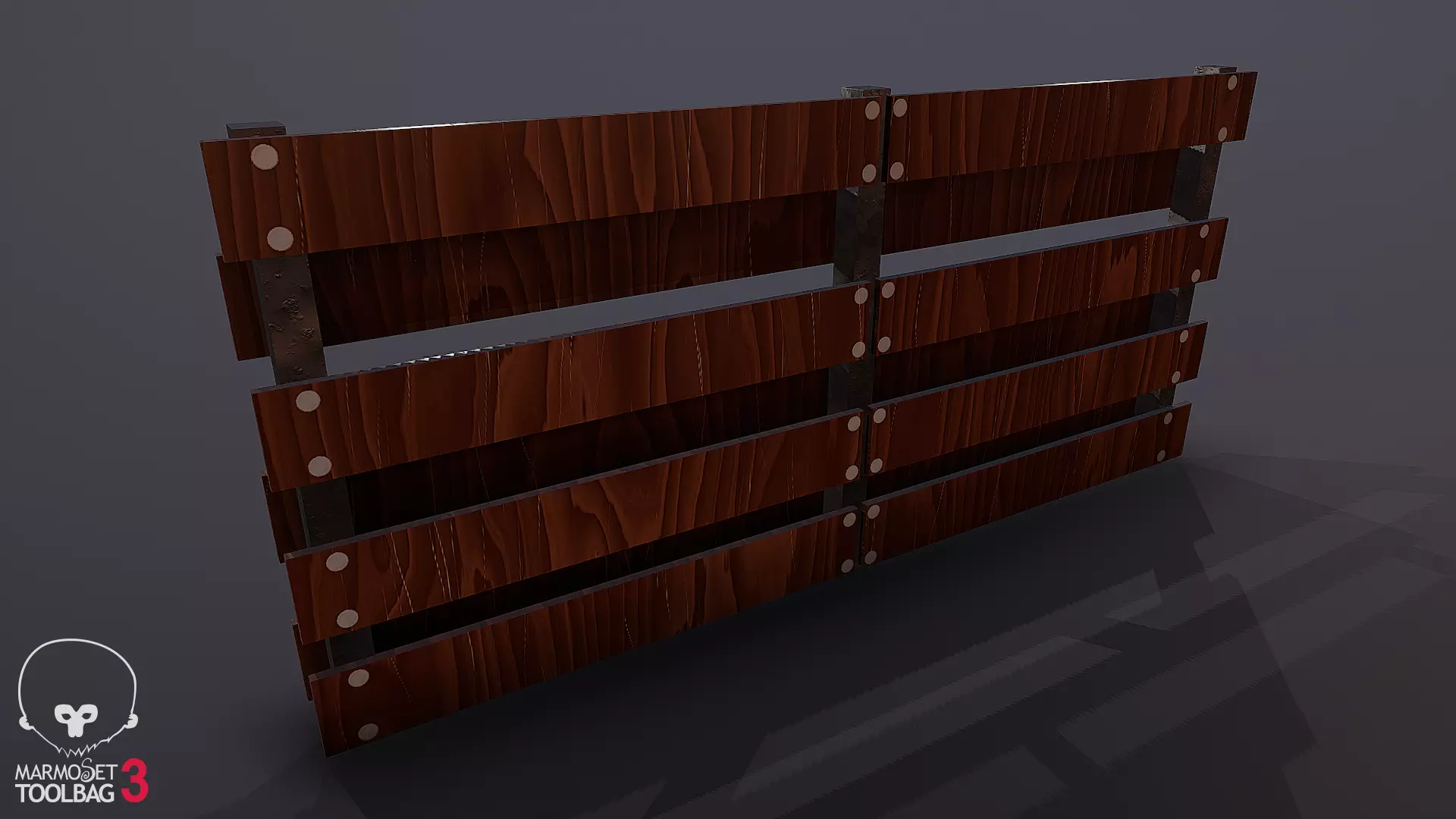 wooden fence Low-poly 3D model_0