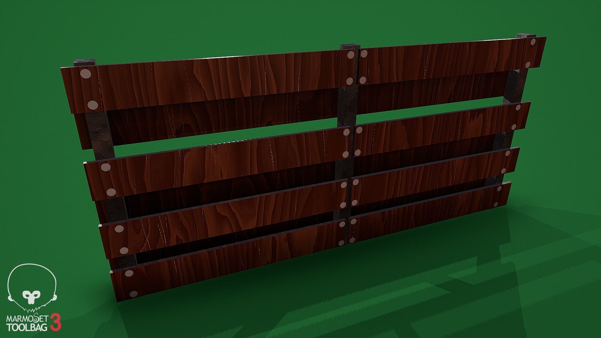 wooden fence Low-poly 3D model_11