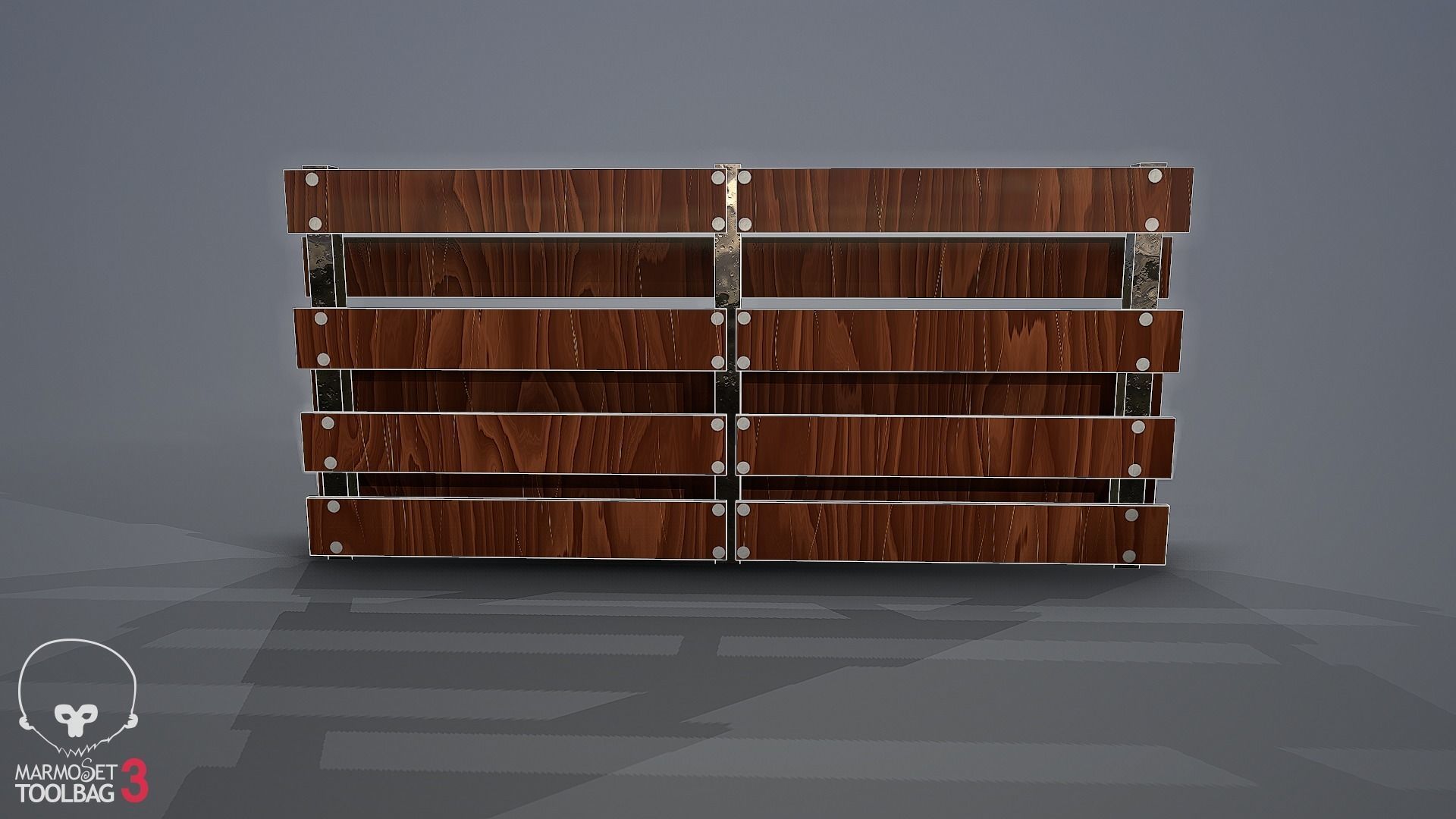 wooden fence Low-poly 3D model_2