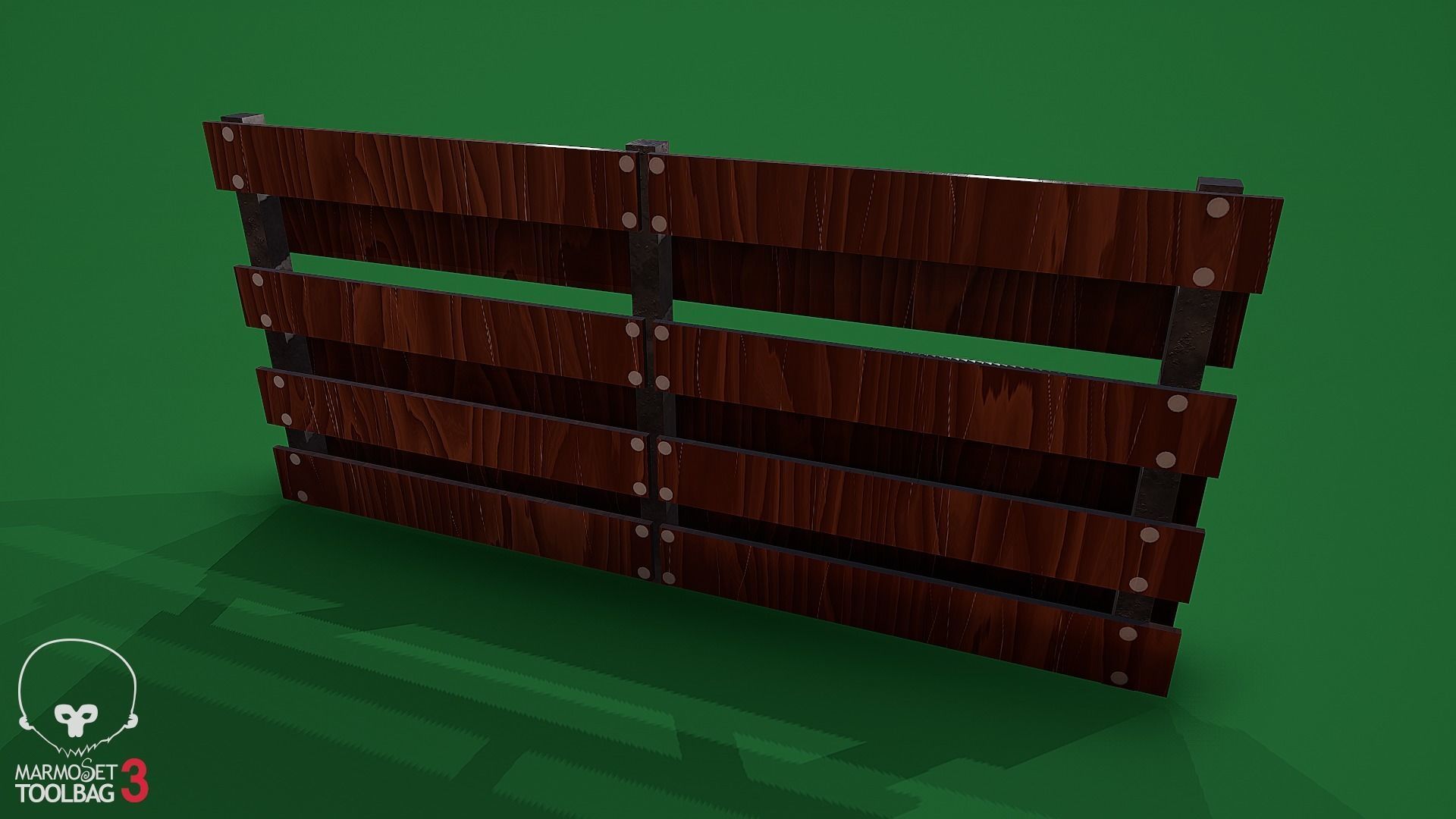 wooden fence Low-poly 3D model_10