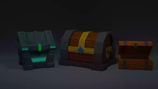 Cartoon Chests Free low-poly 3D model