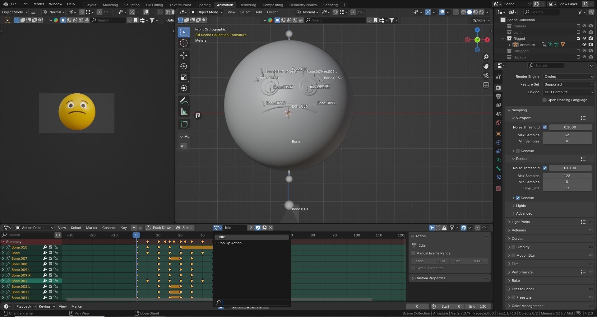 Sad with tears yellow ball Emoticon Emoji or Smiley 3D model_9