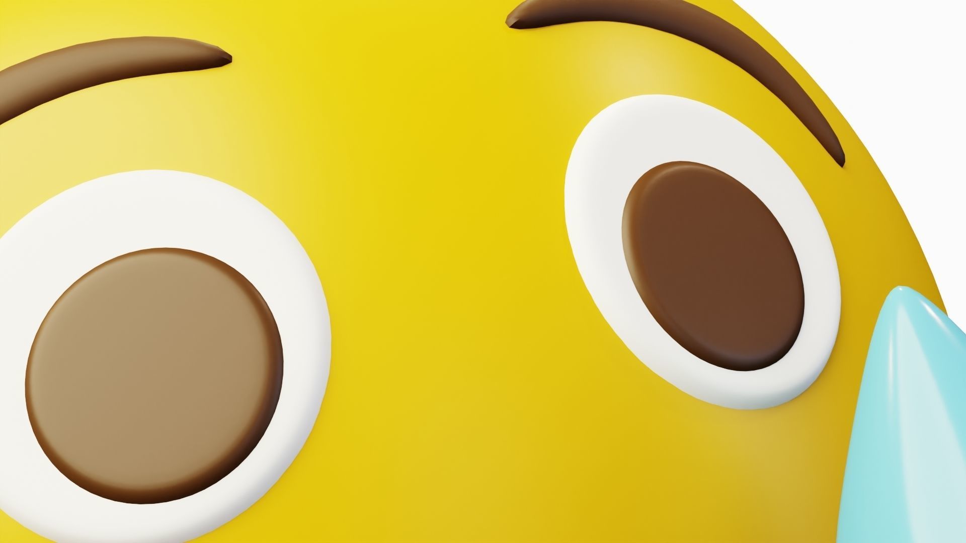 Sad with tears yellow ball Emoticon Emoji or Smiley 3D model_5