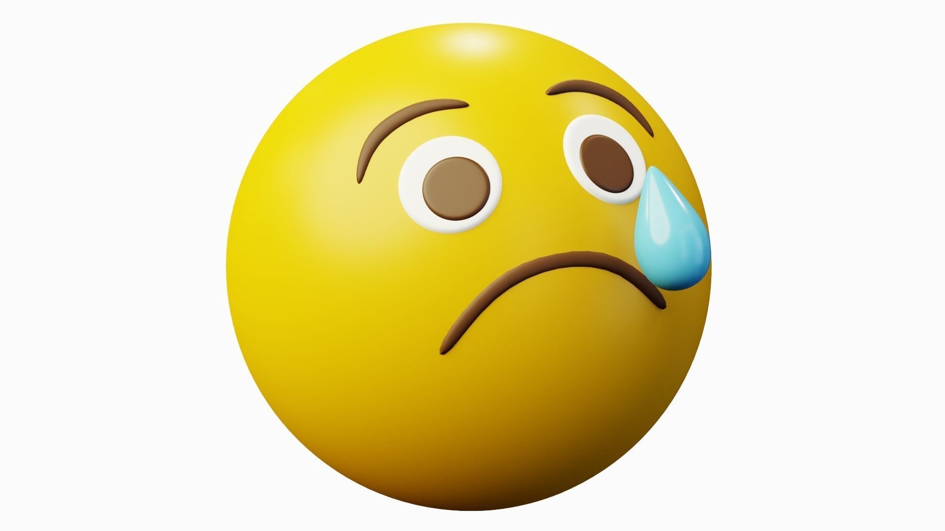 Sad with tears yellow ball Emoticon Emoji or Smiley 3D model_2
