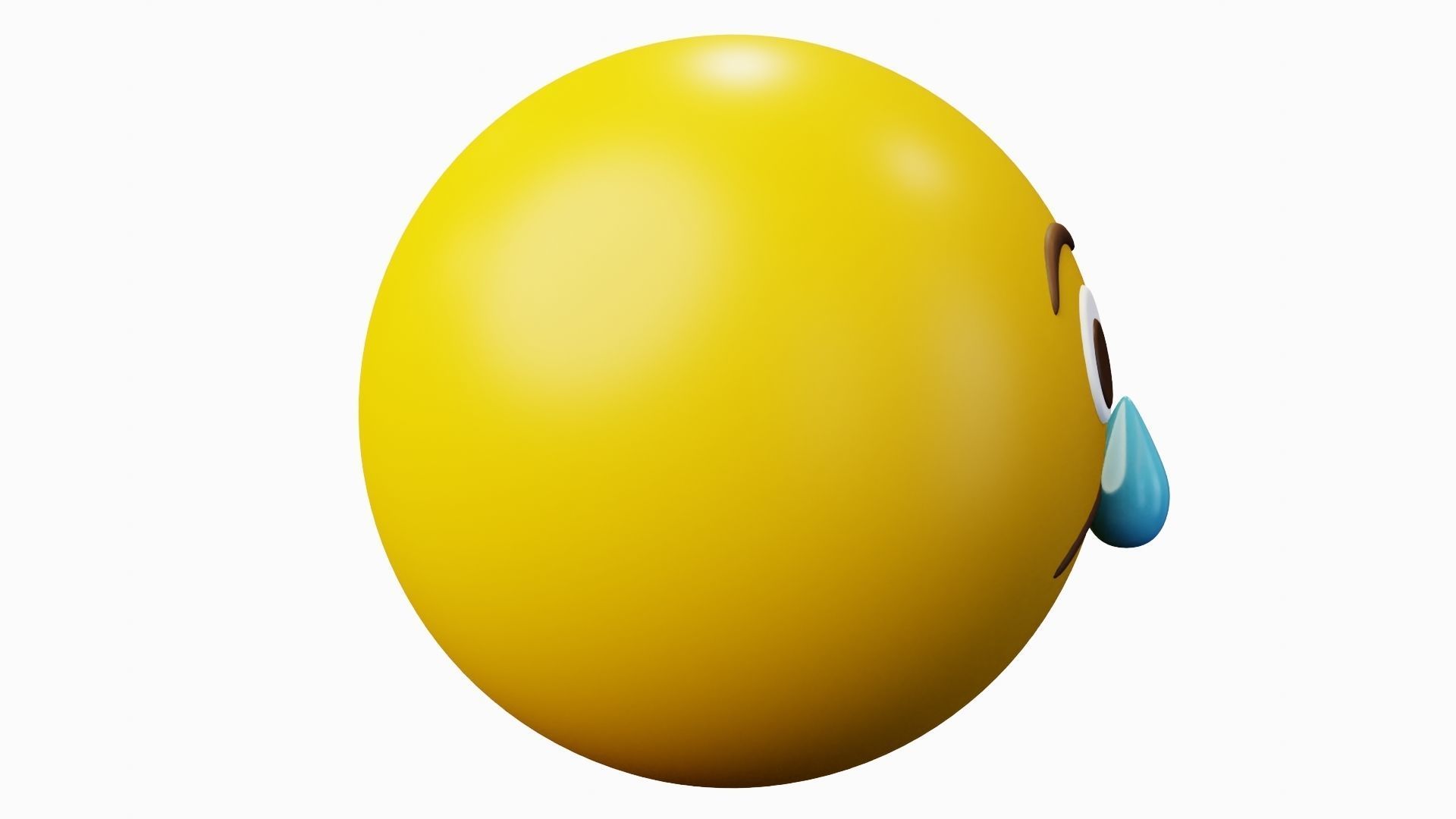 Sad with tears yellow ball Emoticon Emoji or Smiley 3D model_3