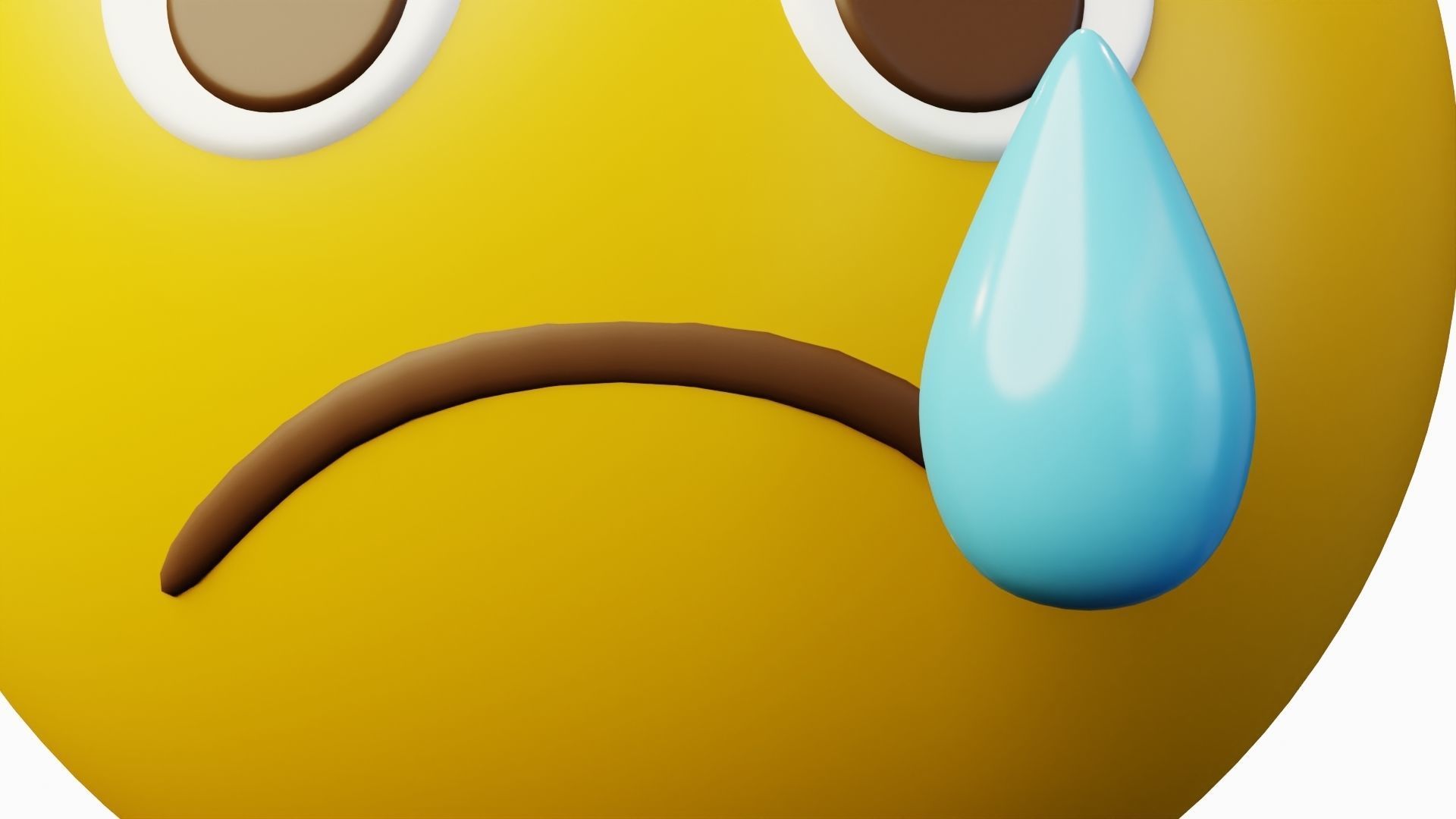 Sad with tears yellow ball Emoticon Emoji or Smiley 3D model_6