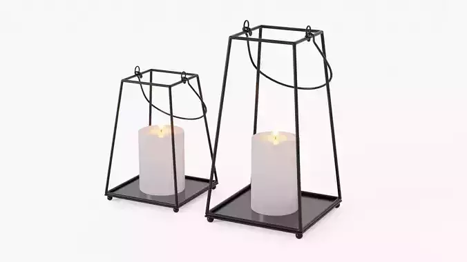 lantern01 two metal candle holders 3D model