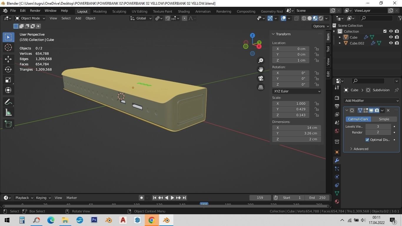 POWERBANK 02 YELLOW 3D model_1