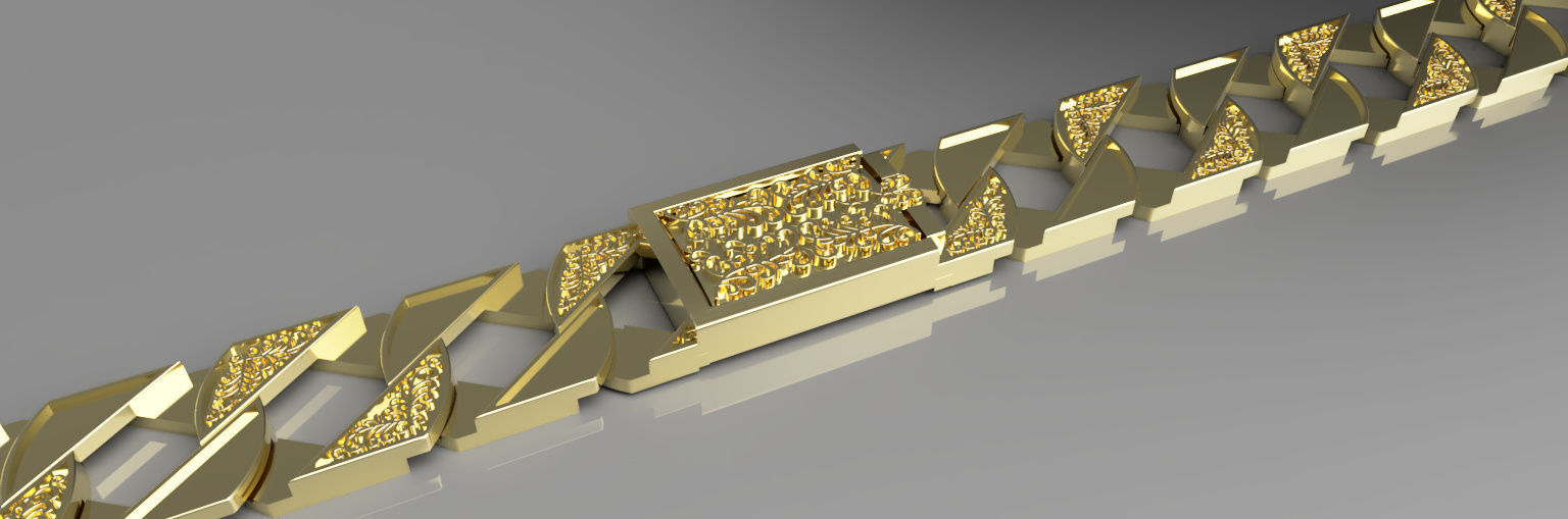 9ct english chaps bracelet 5 part  3D print model_2