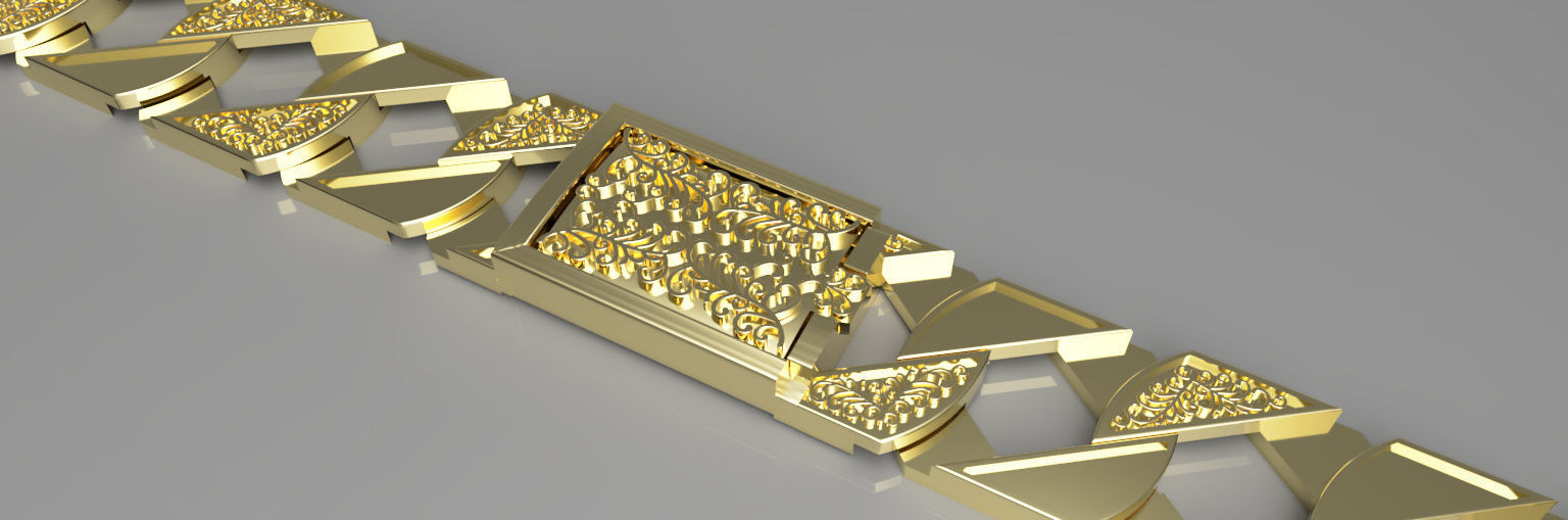 9ct english chaps bracelet 5 part  3D print model_1