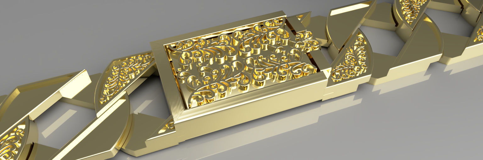 9ct english chaps bracelet 5 part  3D print model_3