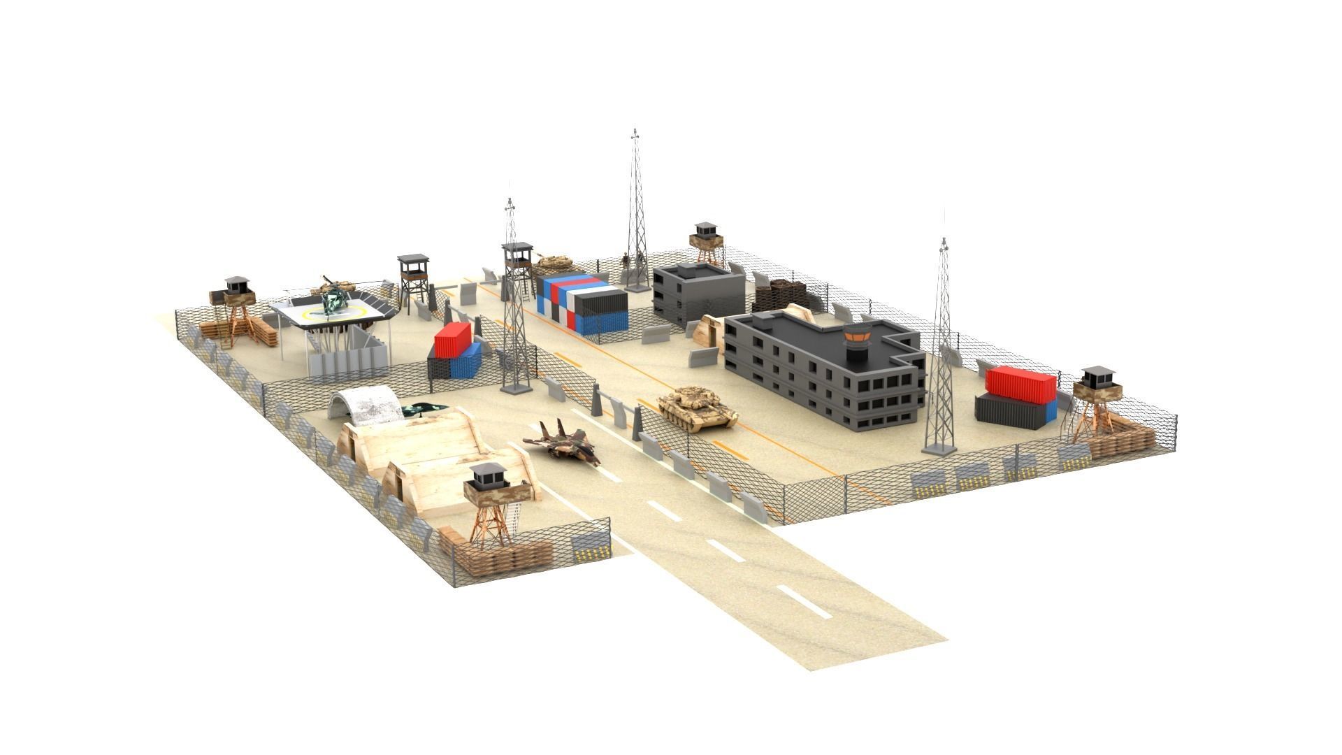 Qatar Military Base Low-poly 3D model_4