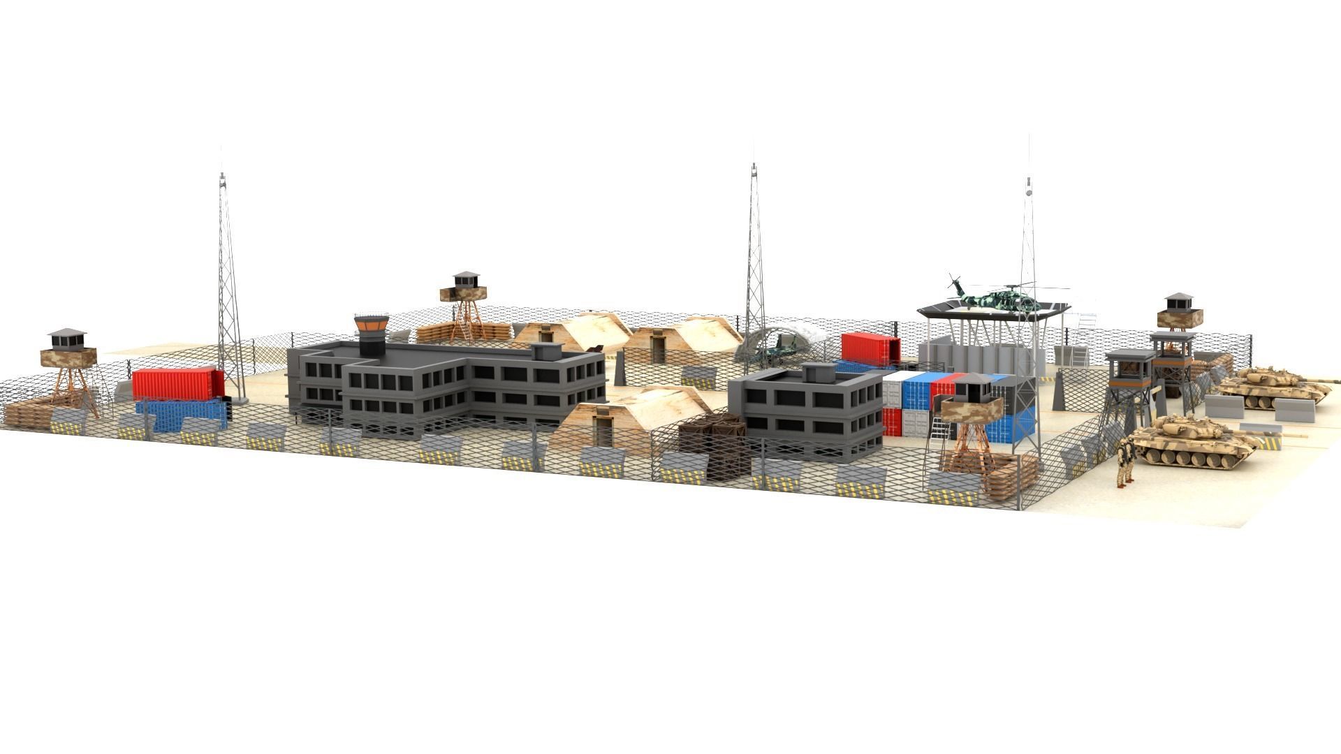 Qatar Military Base Low-poly 3D model_6