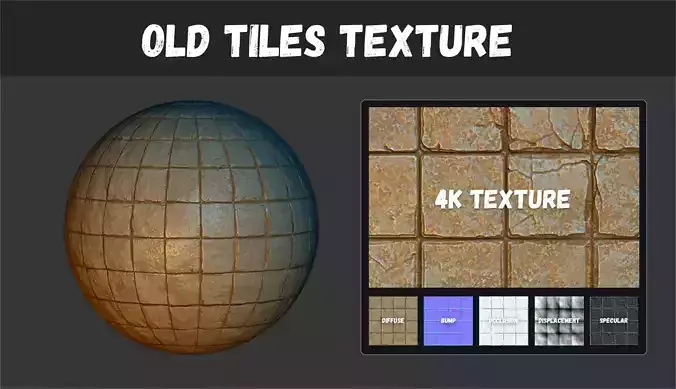 Realistic old cracked tiles Texture