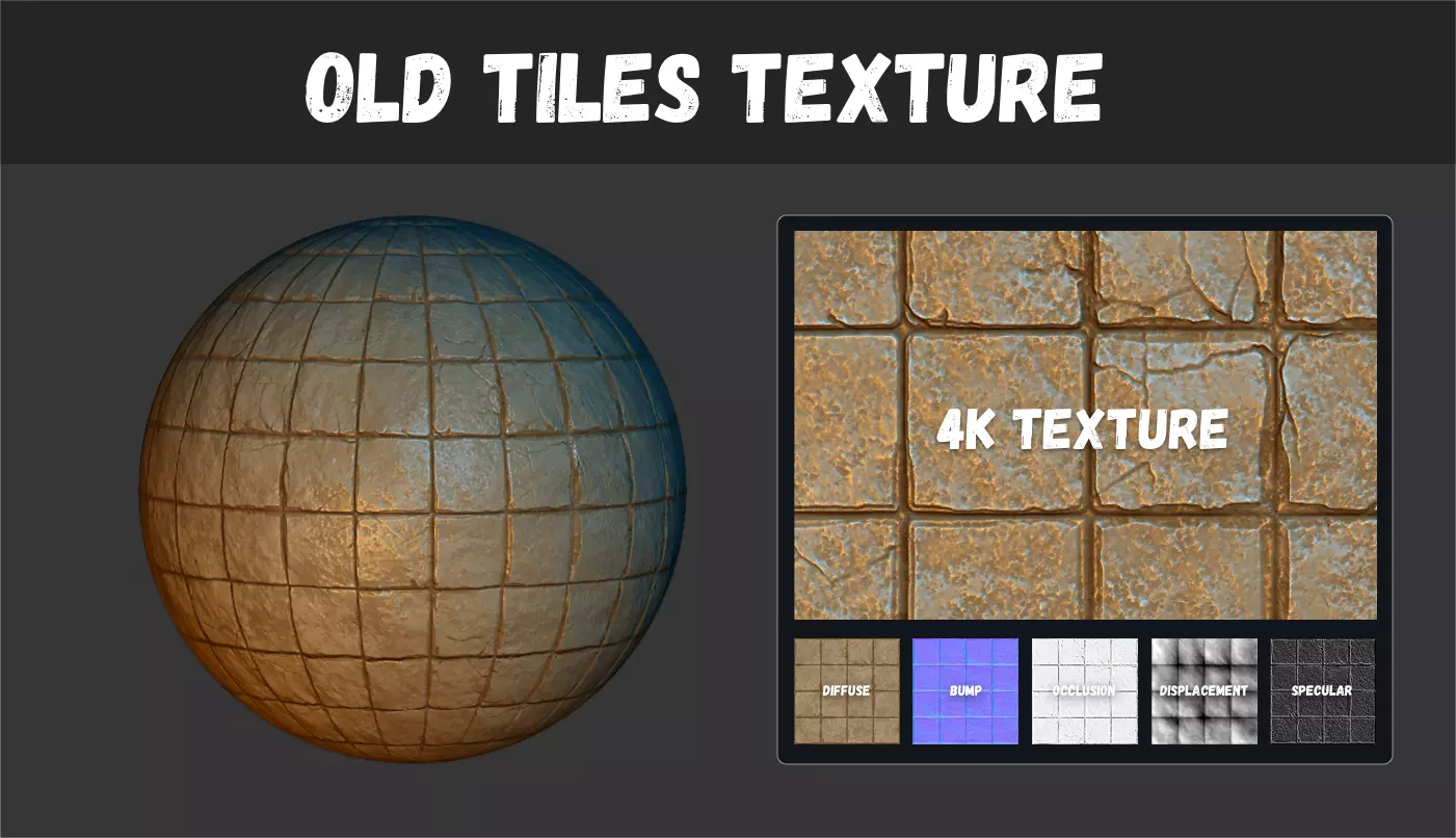 Realistic old cracked tiles Texture_0