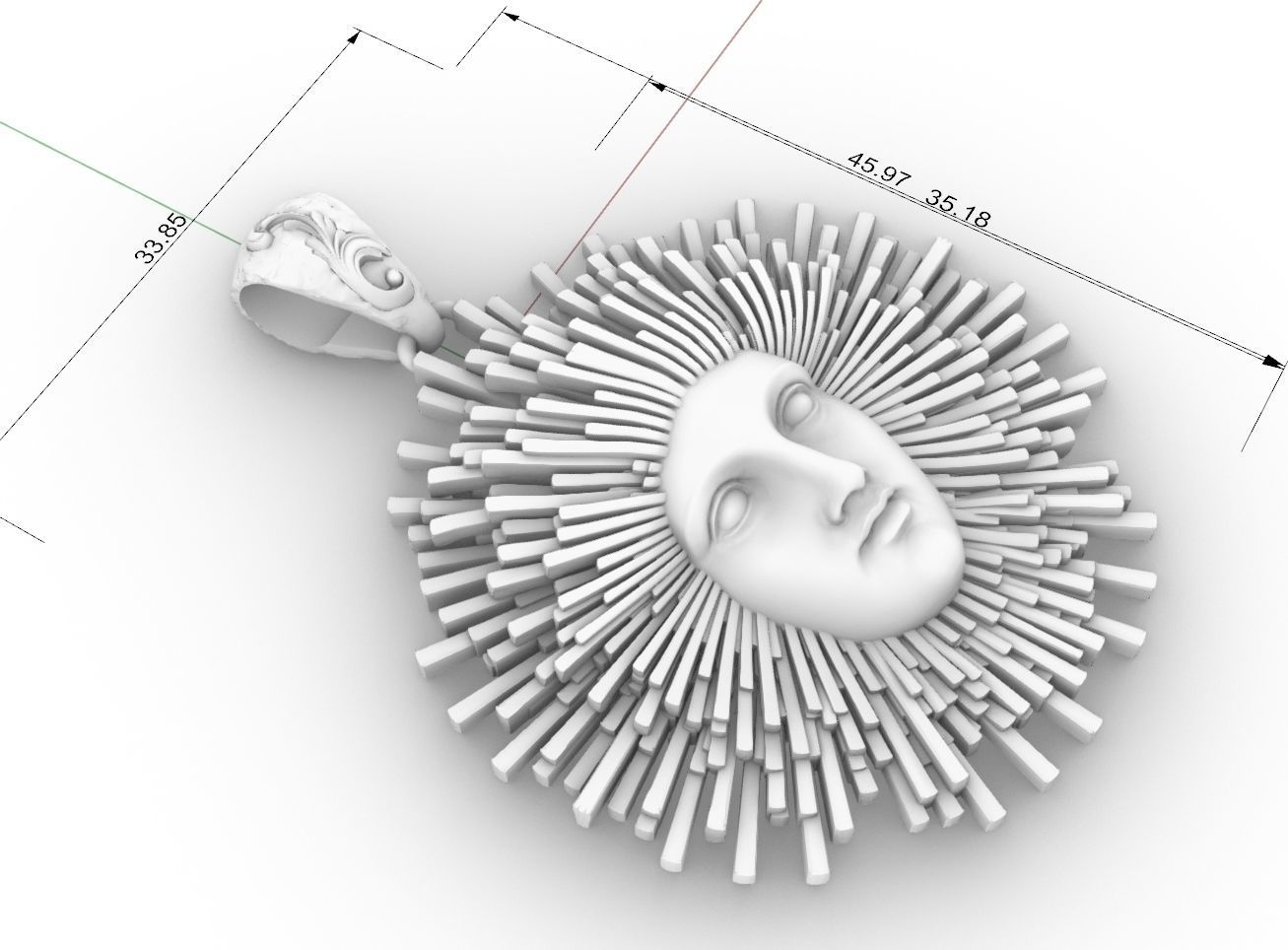 sun GOD pendant 3D print model_3