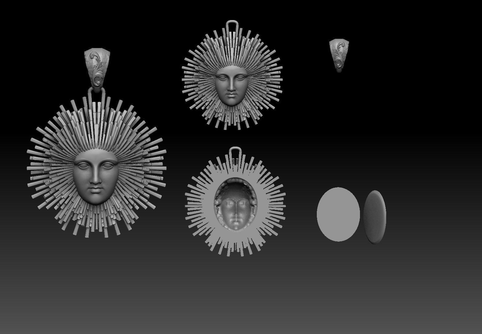 sun GOD pendant 3D print model_2